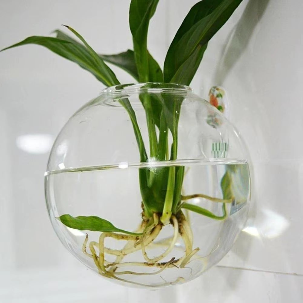 Wall-Hanging Fish Bowl Acrylic Plexiglass Fish Bowl Aquarium Vase Flower Ornament Fish Tank Home Fish Plant Tank Pet Clear Y6R2