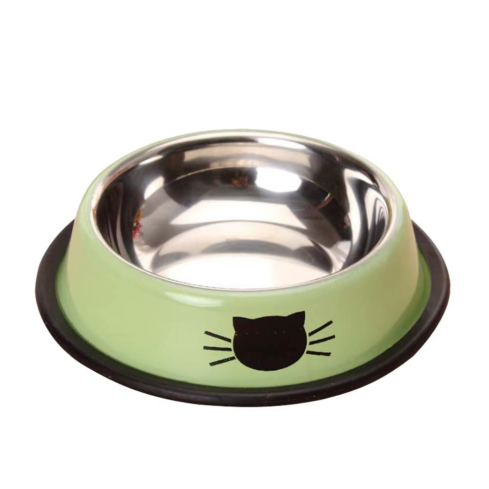 Anti-Dumping Cat Bowl Steel Pet Bowl Non-Slip Base Spine Easy-To-Clean Tool Dog Protection Feeding Bowl Neck Pet G0C5