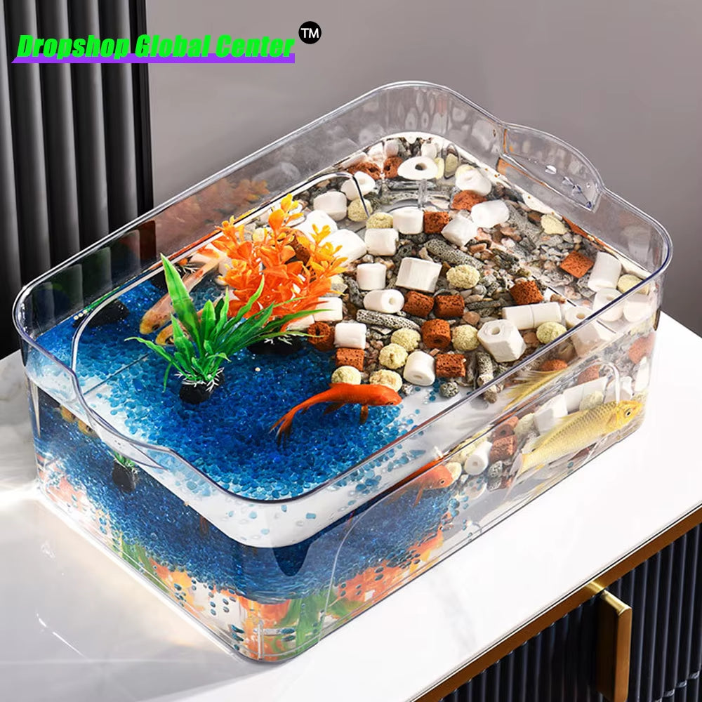 Aquarium 5L/15L Fish Tank High-Definition Acrylic with Lid Turtle Feeding Box Glass Container Aquarium Accessories Fish Tank