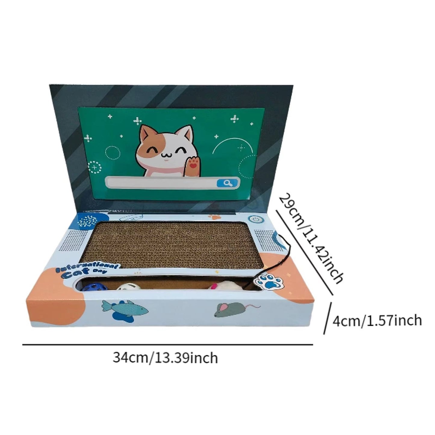 Laptop Shaped Cat Scratcher Foldable Corrugated Cat Scratching Board Cat Interactive Toy for Indoor Kitten Playing Pet Supplies