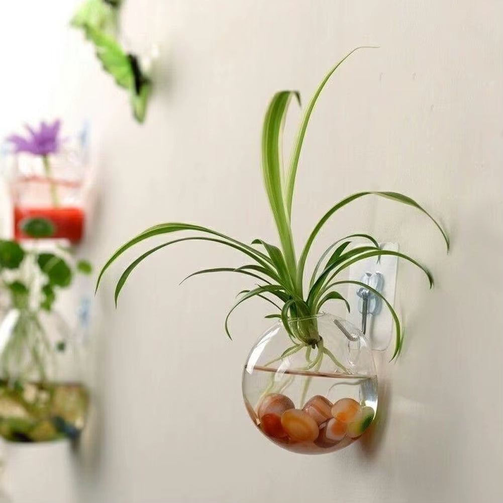 Wall-Hanging Fish Bowl Acrylic Plexiglass Fish Bowl Aquarium Vase Flower Ornament Fish Tank Home Fish Plant Tank Pet Clear Y6R2
