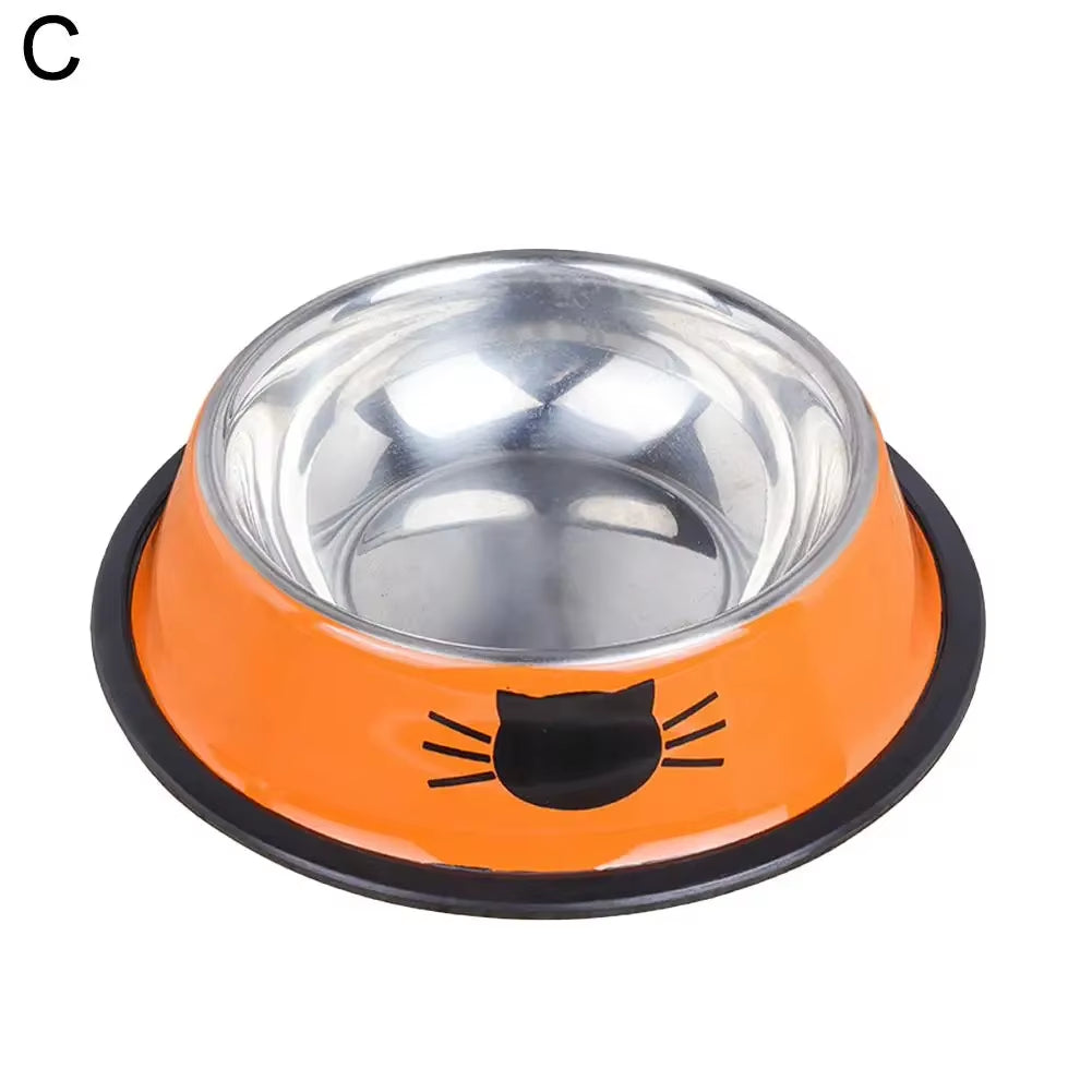 Anti-Dumping Cat Bowl Steel Pet Bowl Non-Slip Base Spine Easy-To-Clean Tool Dog Protection Feeding Bowl Neck Pet G0C5