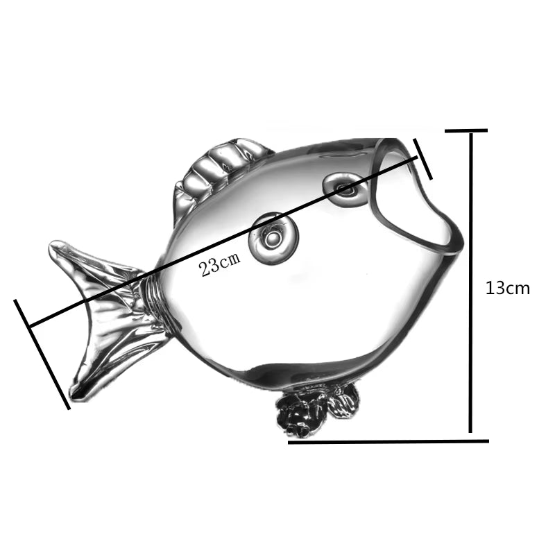 Fish Glass Bowl Clear Transparent Glass Fish-Shaped Aquarium Fish Tank Glass Home Living Room Office Decoration Craft Ornaments