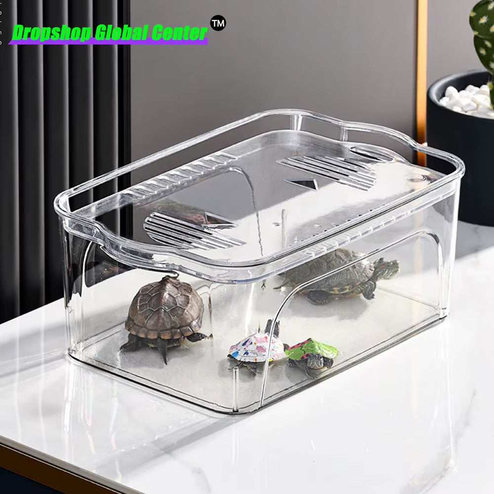 Aquarium 5L/15L Fish Tank High-Definition Acrylic with Lid Turtle Feeding Box Glass Container Aquarium Accessories Fish Tank