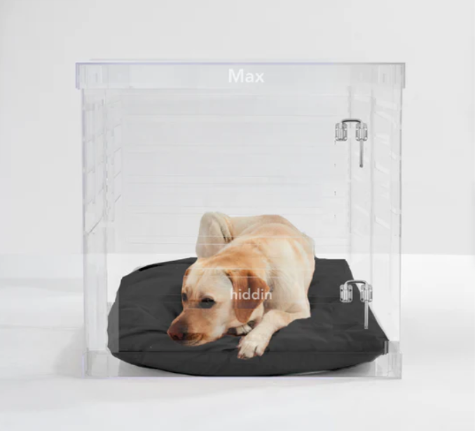 Monogram Clear Dog Crate | Silver Latch | Large