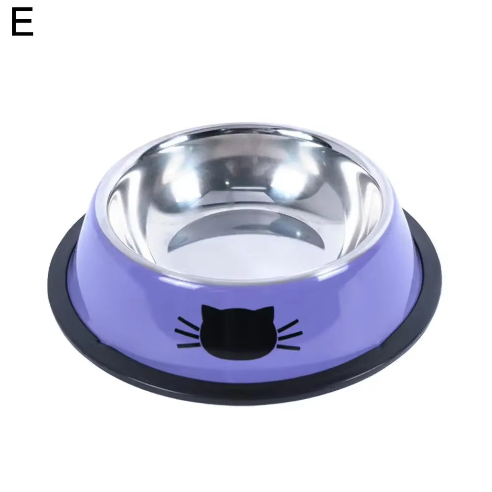 Anti-Dumping Cat Bowl Steel Pet Bowl Non-Slip Base Spine Easy-To-Clean Tool Dog Protection Feeding Bowl Neck Pet G0C5