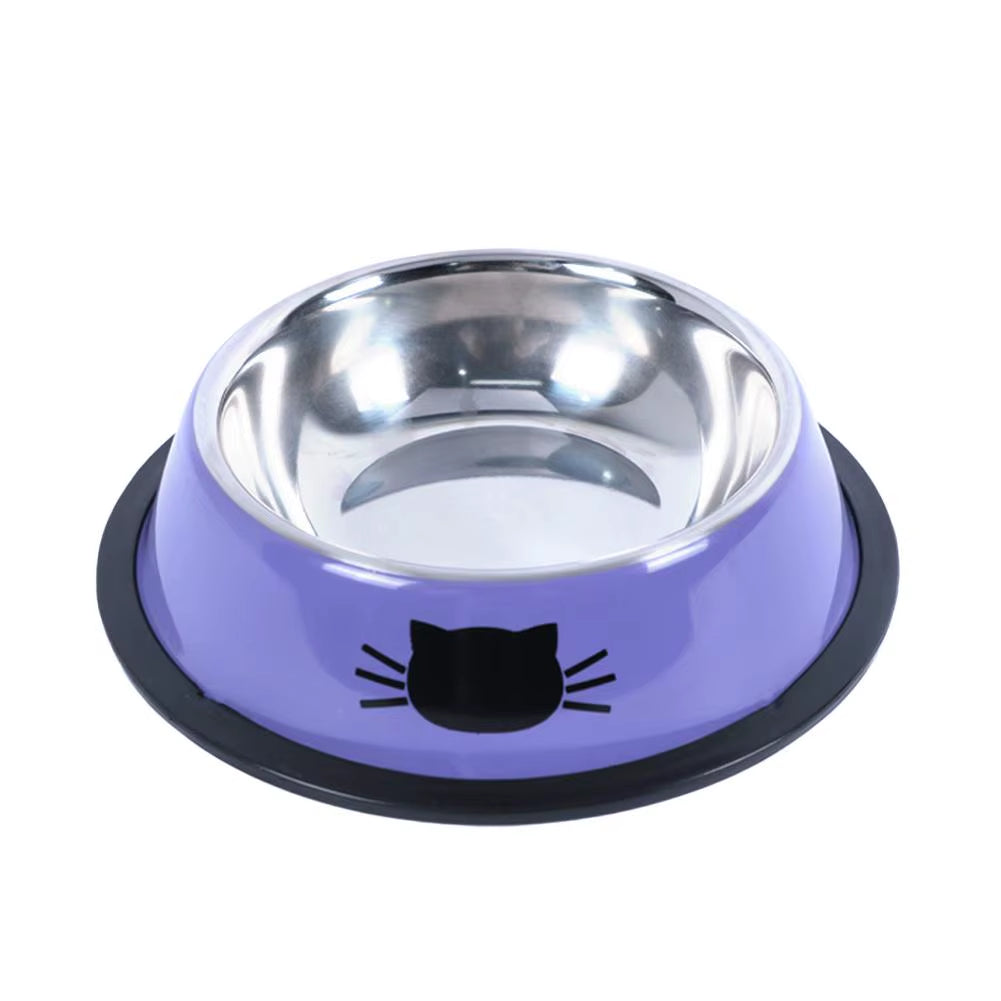 Anti-Dumping Cat Bowl Steel Pet Bowl Non-Slip Base Spine Easy-To-Clean Tool Dog Protection Feeding Bowl Neck Pet G0C5