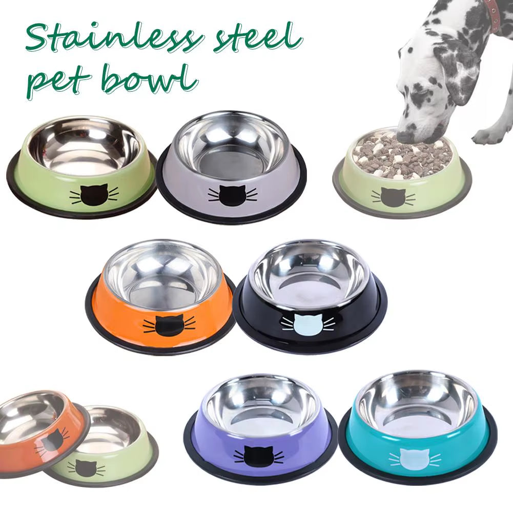 Anti-Dumping Cat Bowl Steel Pet Bowl Non-Slip Base Spine Easy-To-Clean Tool Dog Protection Feeding Bowl Neck Pet G0C5