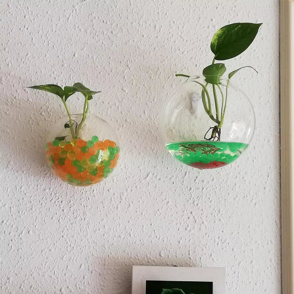 Wall-Hanging Fish Bowl Acrylic Plexiglass Fish Bowl Aquarium Vase Flower Ornament Fish Tank Home Fish Plant Tank Pet Clear Y6R2
