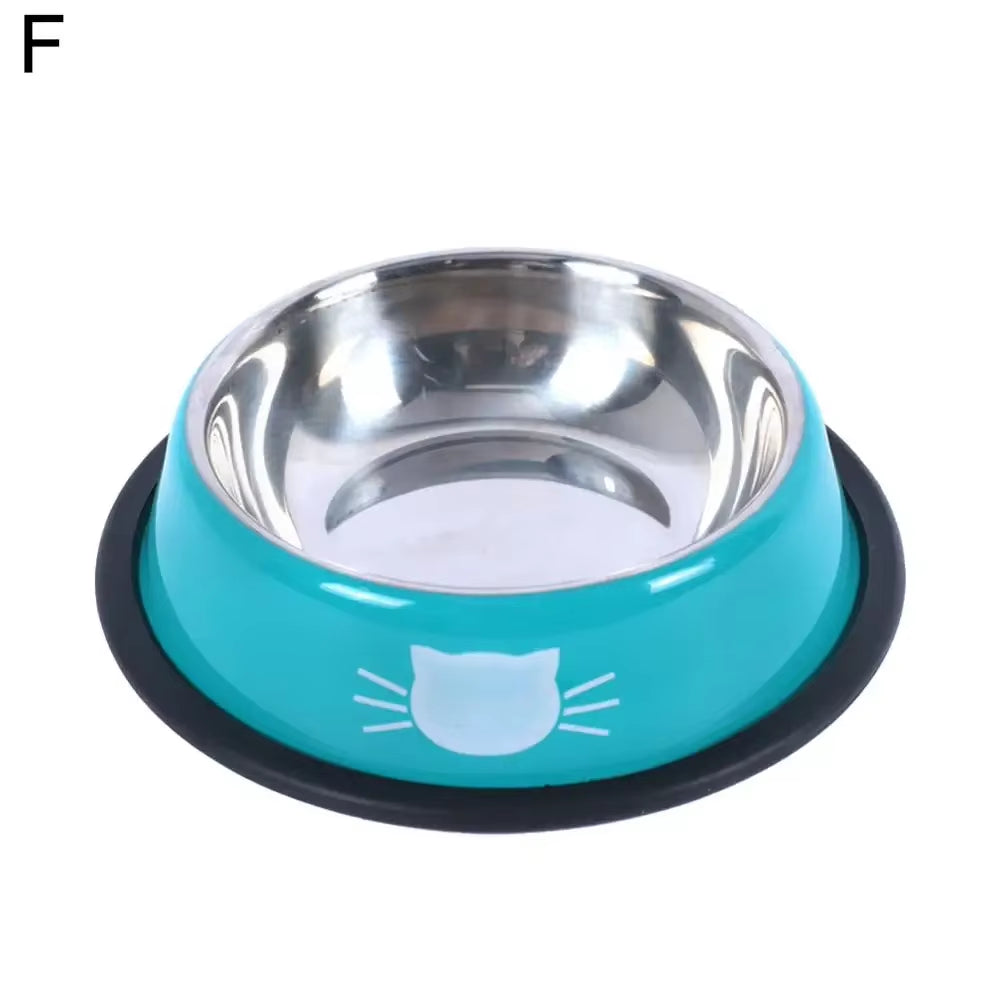 Anti-Dumping Cat Bowl Steel Pet Bowl Non-Slip Base Spine Easy-To-Clean Tool Dog Protection Feeding Bowl Neck Pet G0C5