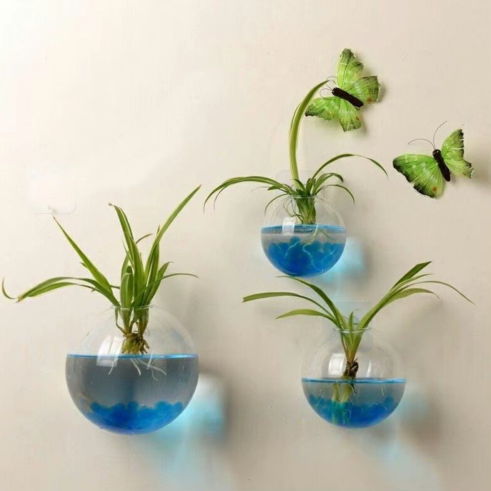 Wall-Hanging Fish Bowl Acrylic Plexiglass Fish Bowl Aquarium Vase Flower Ornament Fish Tank Home Fish Plant Tank Pet Clear Y6R2