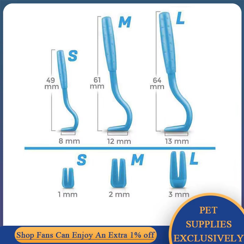 3Pcs/Set Pet Tick Removal Tool Kit Plastic Flea Scratching Hook Remove Tweezers Clip Pet Treatment Cramp Puppy Grooming Supplies
