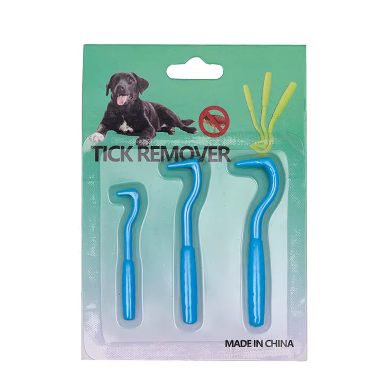 3Pcs/Set Pet Tick Removal Tool Kit Plastic Flea Scratching Hook Remove Tweezers Clip Pet Treatment Cramp Puppy Grooming Supplies