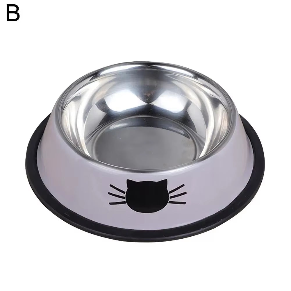 Anti-Dumping Cat Bowl Steel Pet Bowl Non-Slip Base Spine Easy-To-Clean Tool Dog Protection Feeding Bowl Neck Pet G0C5
