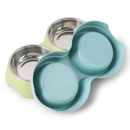 Dual Pet Bowl Dog Food Water Dispenser Dual-Purpose Stainless Steel Pet Water Dispenser Type Cat and Puppy Feeding Supplies