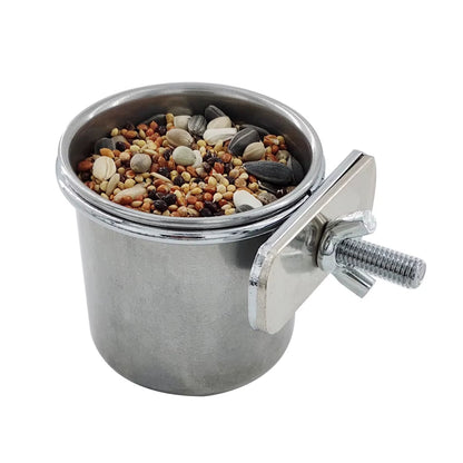 Birds Hanging Cage Bowl Stainless Steel Pet Birds Dish Cup Anti-Turnover Feeding Food Drinking Feeder for Parakeet Lovebird
