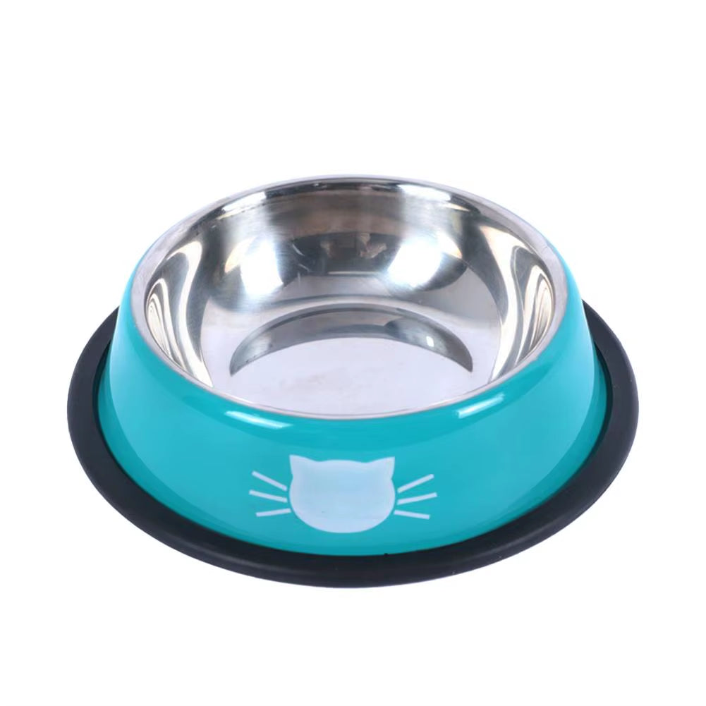 Anti-Dumping Cat Bowl Steel Pet Bowl Non-Slip Base Spine Easy-To-Clean Tool Dog Protection Feeding Bowl Neck Pet G0C5