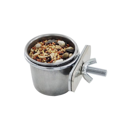 Birds Hanging Cage Bowl Stainless Steel Pet Birds Dish Cup Anti-Turnover Feeding Food Drinking Feeder for Parakeet Lovebird