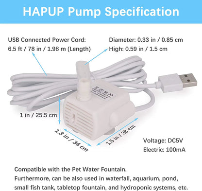 Pet Water Fountain Anti-Dry Burning Motor Water Pump for Cat Flowers Drinking Bowl Water Dispenser Aquarium Fish Fountain