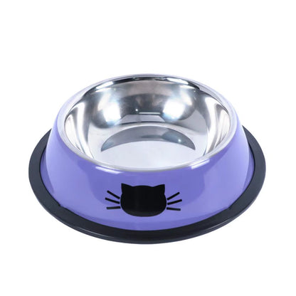 Anti-Dumping Cat Bowl Steel Pet Bowl Non-Slip Base Spine Easy-To-Clean Tool Dog Protection Feeding Bowl Neck Pet G0C5