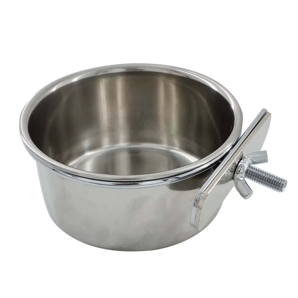 Birds Hanging Cage Bowl Stainless Steel Pet Birds Dish Cup Anti-Turnover Feeding Food Drinking Feeder for Parakeet Lovebird