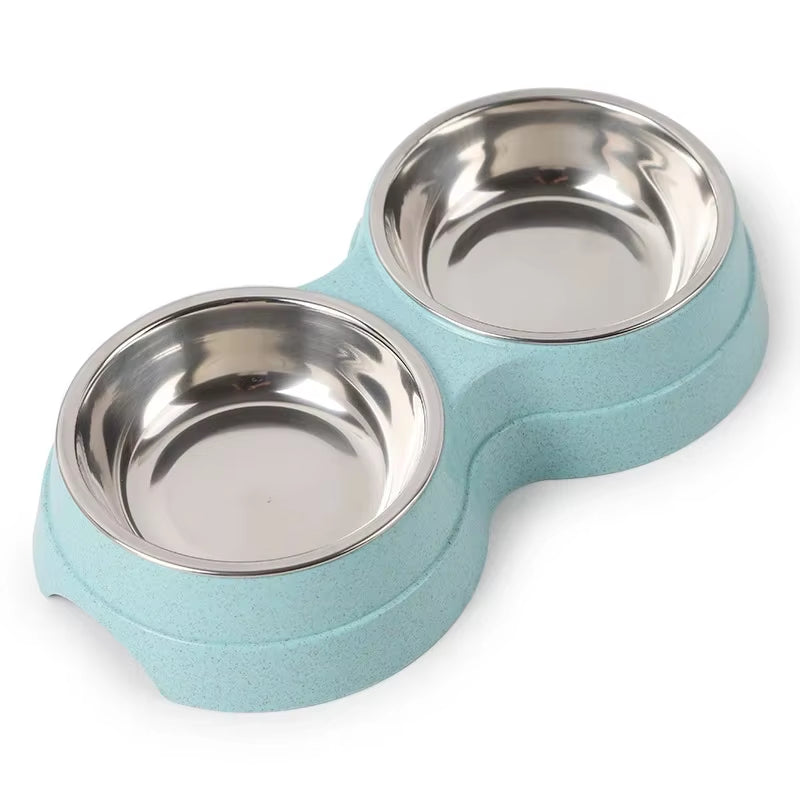 Dual Pet Bowl Dog Food Water Dispenser Dual-Purpose Stainless Steel Pet Water Dispenser Type Cat and Puppy Feeding Supplies