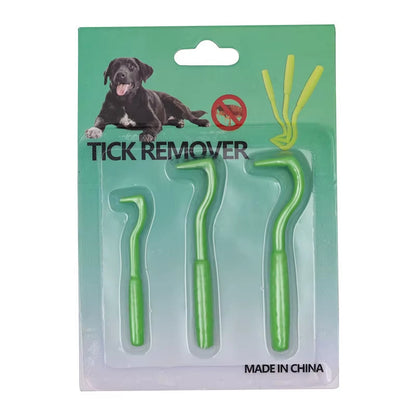 3Pcs/Set Pet Tick Removal Tool Kit Plastic Flea Scratching Hook Remove Tweezers Clip Pet Treatment Cramp Puppy Grooming Supplies