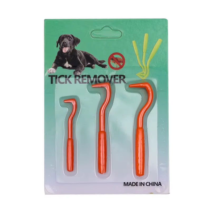 3Pcs/Set Pet Tick Removal Tool Kit Plastic Flea Scratching Hook Remove Tweezers Clip Pet Treatment Cramp Puppy Grooming Supplies