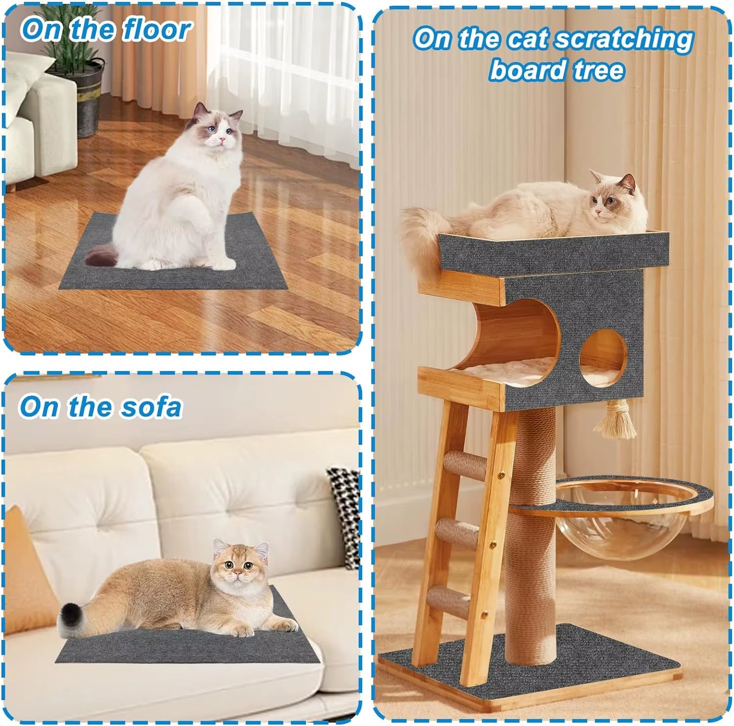 Cat Scratching Mat 30Cmx60Cm Cat Carpet with Self-Adhesive Trimmable Cat Scratching Post Carpet, Cat Scratch Furniture Protector