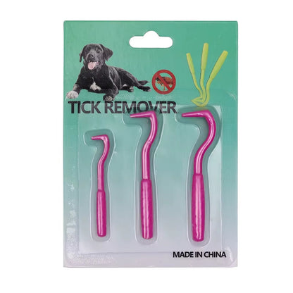 3Pcs/Set Pet Tick Removal Tool Kit Plastic Flea Scratching Hook Remove Tweezers Clip Pet Treatment Cramp Puppy Grooming Supplies